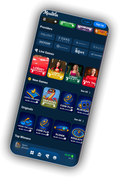 MexiWin provider screen showing available casino studio categories