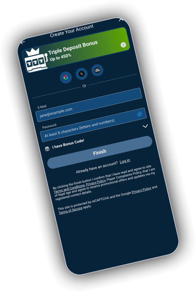 MexiWin mobile registration screen for creating a player account